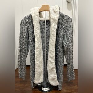 Cozy Gray and Cream Women's Cardigan